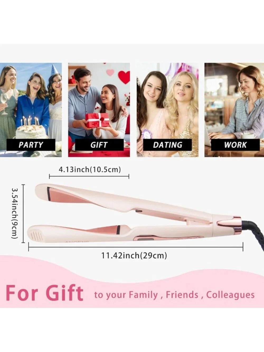 2-in-1 Hair Straightener & Curler, Dual Voltage Flat Iron, Adjustable Temp